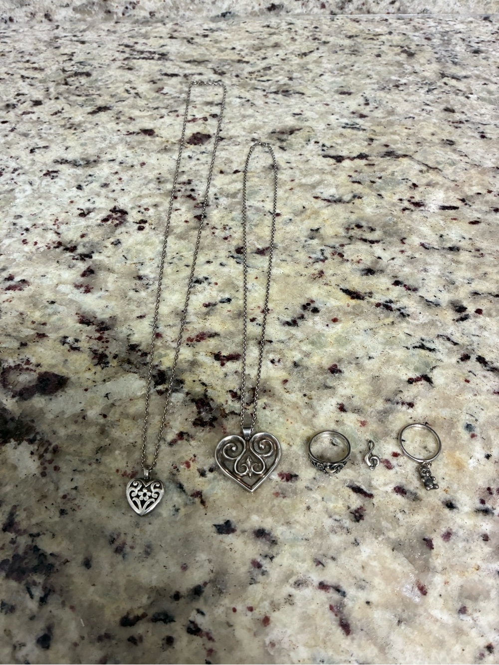 James Avery sterling lot of 2 rings, 1 charm and 2 chain necklaces with pendants